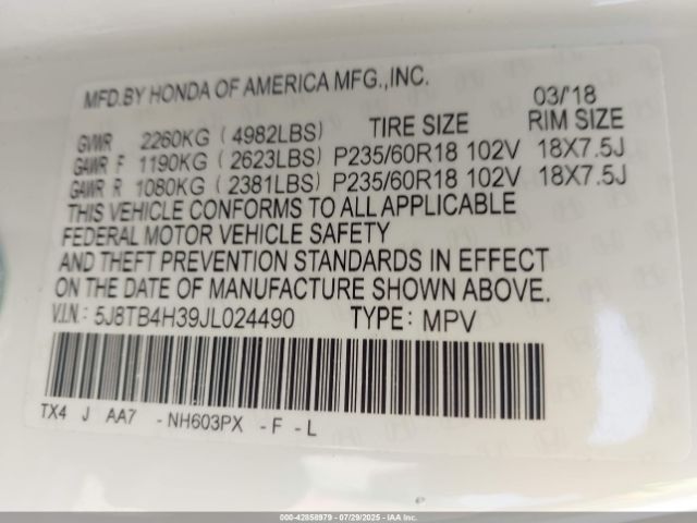 2018 ACURA RDX 5J8TB4H39JL024490 Photo 8