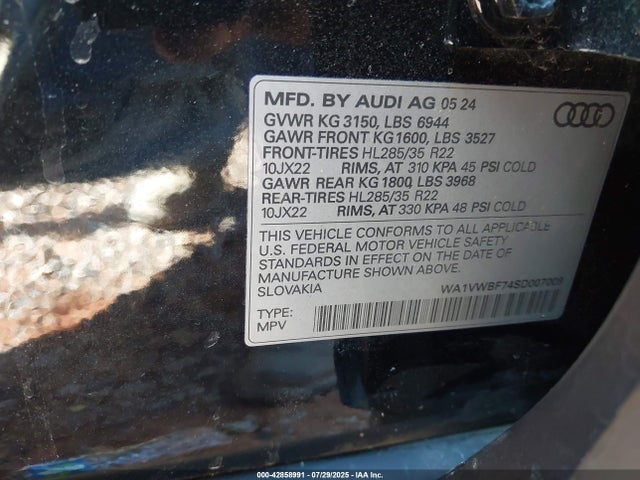 WA1VWBF74SD007009 Audi 4.0 Tfsi