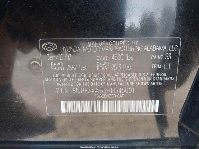 Hyundai 2017 2017 5NPE34AB3HH545001 Image 9