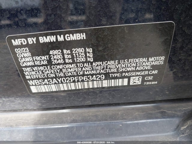 BMW M3 2023 WBS43AY02PFP63429 Image 9