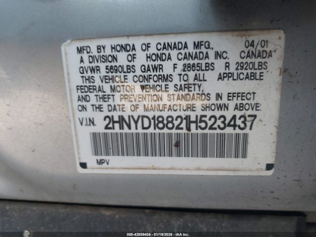 2001 ACURA MDX 2HNYD18821H523437 Photo 8