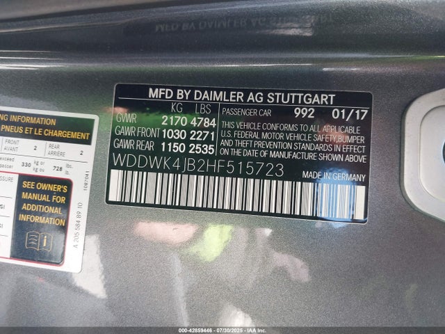WDDWK4JB2HF515723 Mercedes-Benz m274