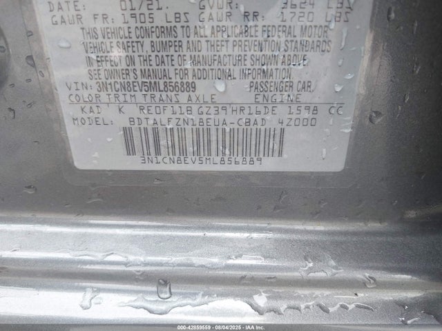 Nissan Versa 2021 3N1CN8EV5ML856889 Image 9