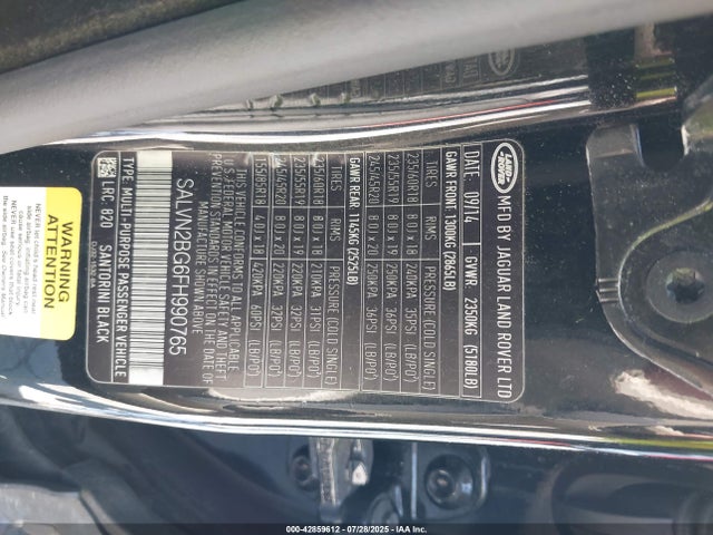 Land Rover lev3 sulev30 2015 SALVN2BG6FH990765 Image 9