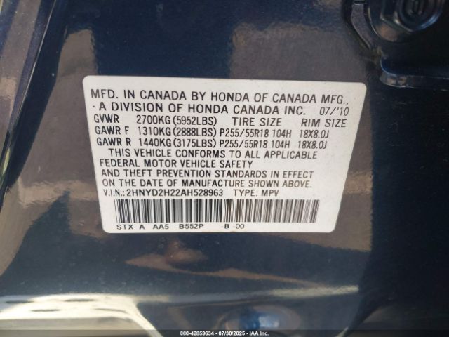2010 ACURA MDX 2HNYD2H22AH528963 Photo 8
