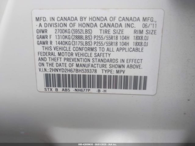 2011 ACURA MDX 2HNYD2H67BH539378 Photo 8