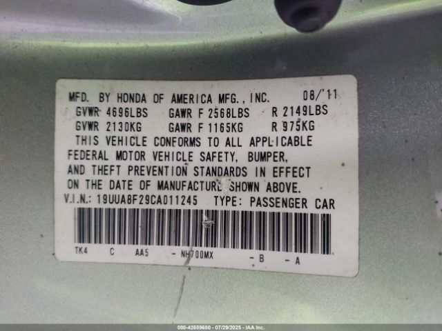 2012 ACURA TL 19UUA8F29CA011245 Photo 8