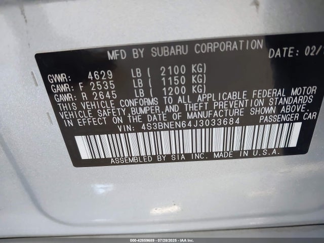 Subaru u4 2018 4S3BNEN64J3033684 Image 9