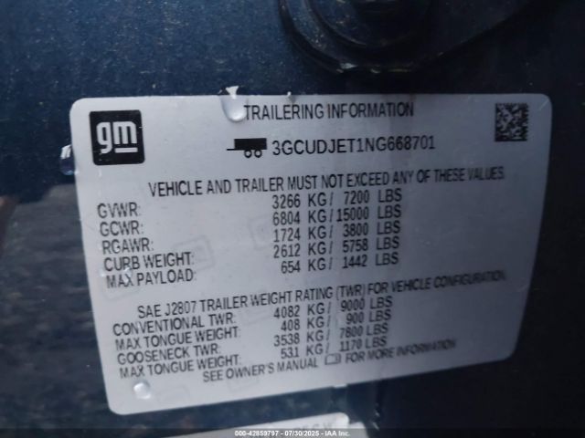 2022 CHEVROLET SILVERADO 1500 3GCUDJET1NG668701 Photo 8