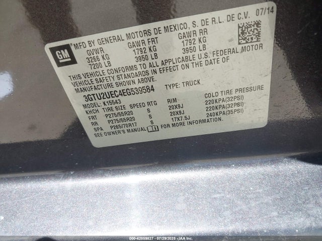 3GTU2UEC4EG539584 GMC l83 - vvt, afm (active fuel management), aluminum