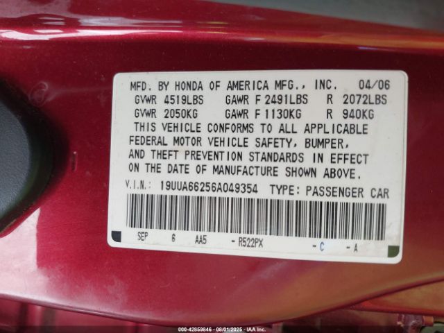 2006 ACURA TL 19UUA66256A049354 Photo 8