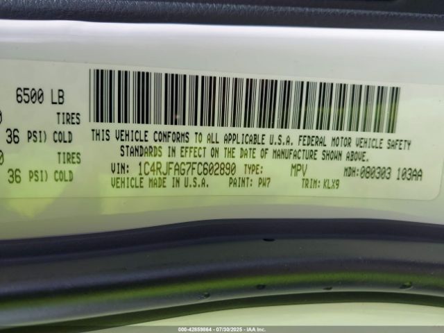 2015 JEEP GRAND CHEROKEE 1C4RJFAG7FC602890 Photo 8