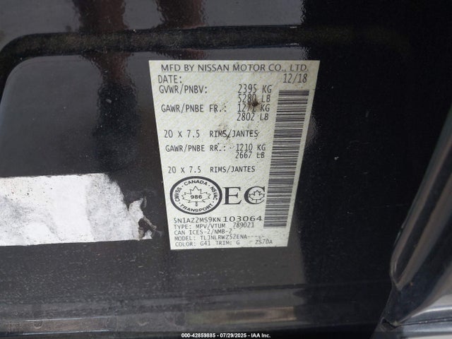 Nissan 2019 2019 5N1AZ2MS9KN103064 Image 9