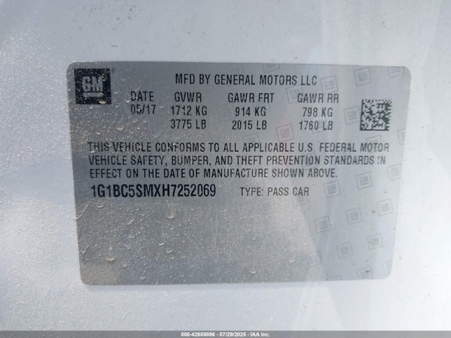 Chevrolet Cruze 2017 1G1BC5SMXH7252069 Image 22