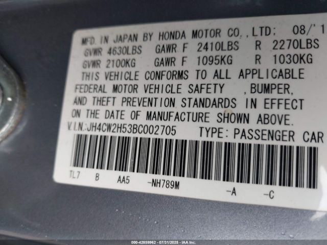 2011 ACURA TSX JH4CW2H53BC002705 Photo 8