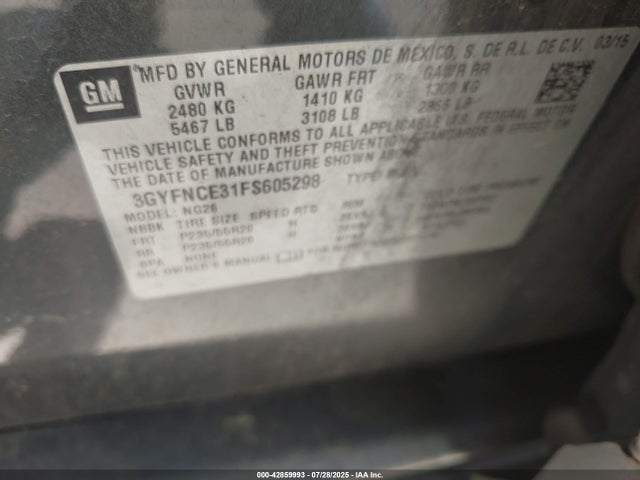 Cadillac lfx - sidi, vvt, e85 max, alum 2015 3GYFNCE31FS605298 Image 9