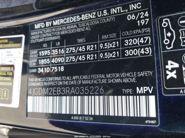 2024 MERCEDES-BENZ EQS 450 SUV 4JGDM2EB3RA035226 Photo 8