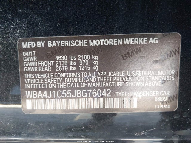 WBA4J1C55JBG76042 BMW 430I