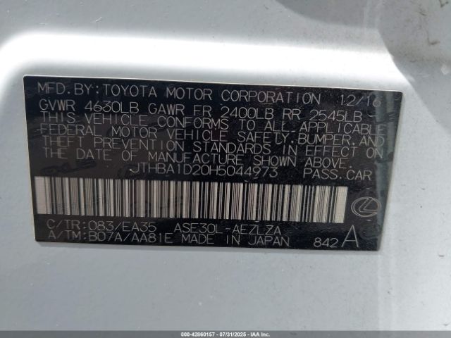 2017 LEXUS IS 200T JTHBA1D20H5044973 Photo 8