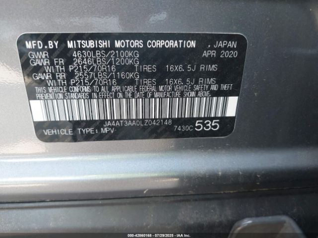 2020 MITSUBISHI ECLIPSE CROSS JA4AT3AA0LZ042148 Photo 8