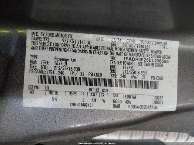 Ford 2014 2014 1FADP3F25EL236565 Image 9