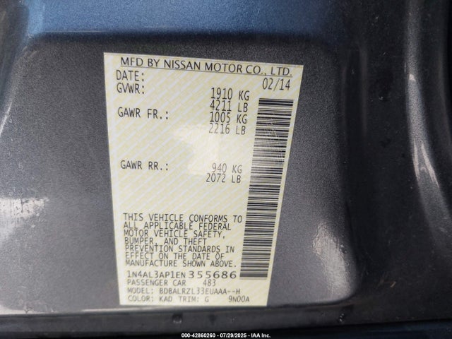 Nissan 2014 2014 1N4AL3AP1EN355686 Image 9