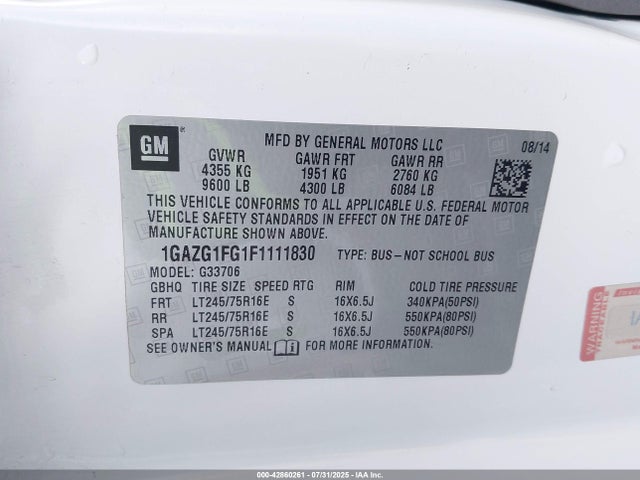1GAZG1FG1F1111830 Chevrolet l96