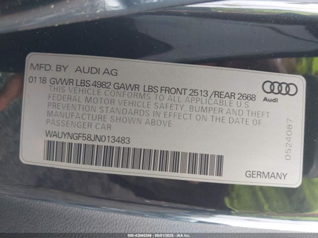 2018 AUDI A5 WAUYNGF58JN013483 Photo 8