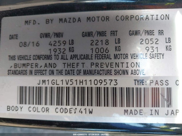 Mazda py 2017 JM1GL1V51H1109573 Image 9