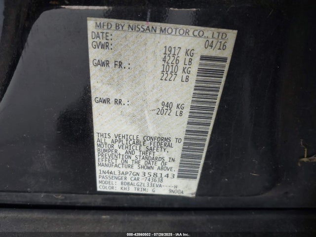 1N4AL3AP7GN358143 Nissan Altima