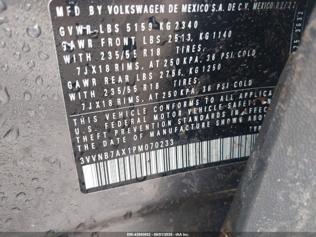 3VVNB7AX1PM070233 Volkswagen tsi