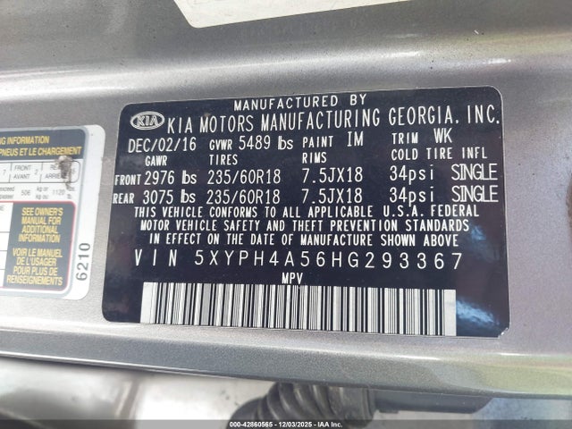 2017 KIA SORENTO 5XYPH4A56HG293367 Photo 8