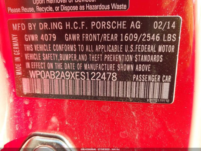 2014 PORSCHE 911 WP0AB2A9XES122478 Photo 8