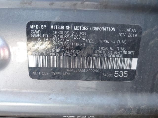 2020 MITSUBISHI ECLIPSE CROSS JA4AS3AA5LZ022903 Photo 8