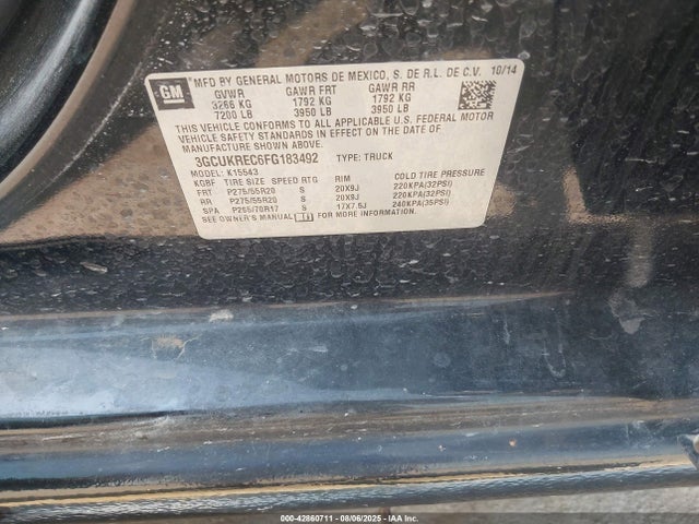 3GCUKREC6FG183492 Chevrolet l83 - vvt, active fuel management, aluminum