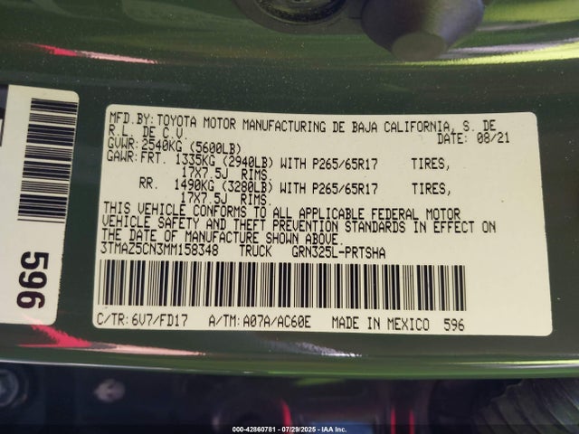 3TMAZ5CN3MM158348 Toyota 2gr-fks