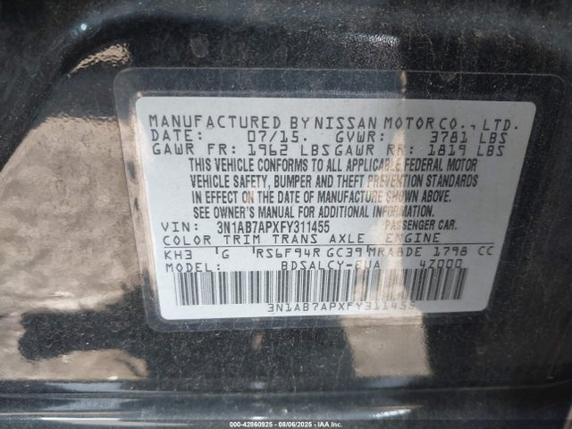3N1AB7APXFY311455 Nissan 2015
