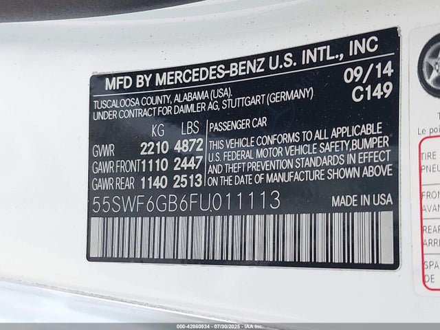 55SWF6GB6FU011113 Mercedes-Benz C-Class