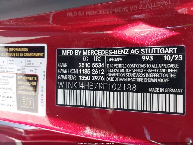W1NKJ4HB7RF102188 Mercedes-Benz m254