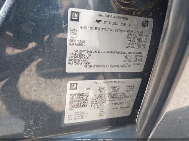 1GTU9CED4LZ106195 GMC l84 - di, dfm, alum, gen 5, var 2