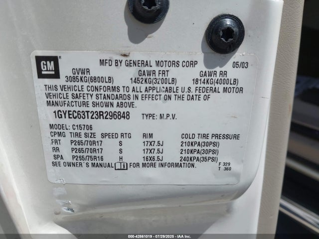 2003 CADILLAC ESCALADE 1GYEC63T23R296848 Photo 8