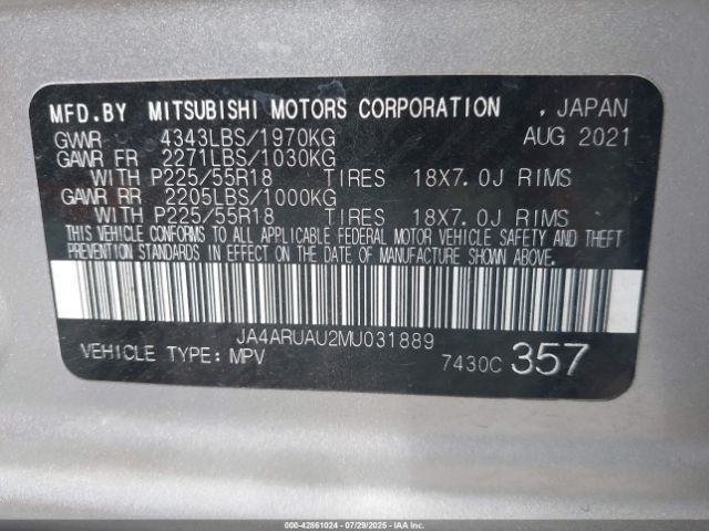 2021 MITSUBISHI OUTLANDER SPORT JA4ARUAU2MU031889 Photo 8