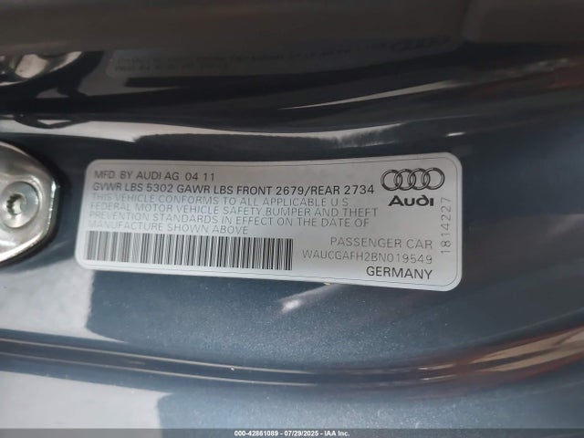 2011 AUDI S5 WAUCGAFH2BN019549 Photo 8