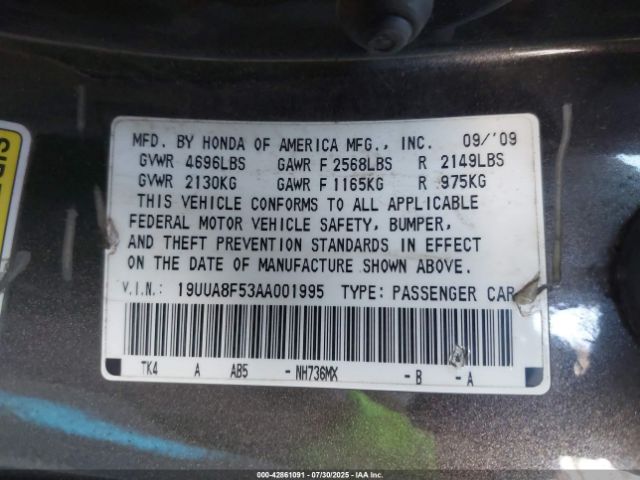 2010 ACURA TL 19UUA8F53AA001995 Photo 8