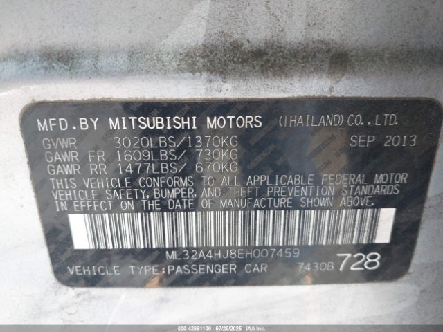 2014 MITSUBISHI MIRAGE ML32A4HJ8EH007459 Photo 8