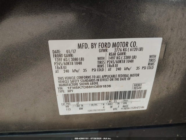 1FM5K7D88HGB91836 Ford 3.5l ti-vct
