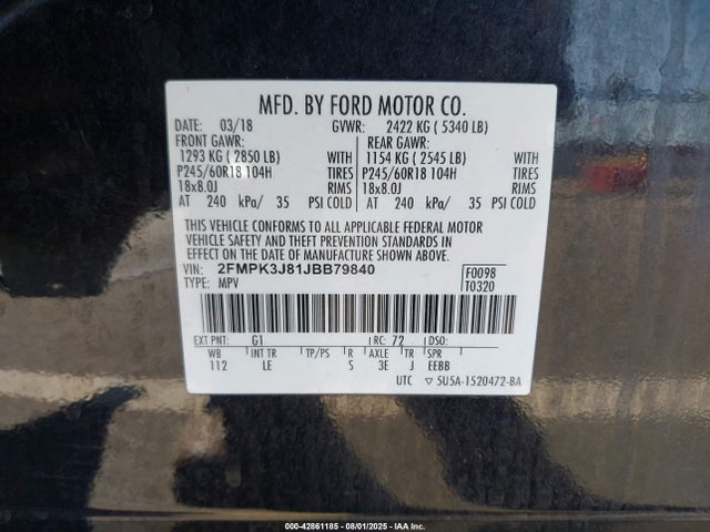 Ford 2018 2018 2FMPK3J81JBB79840 Image 9