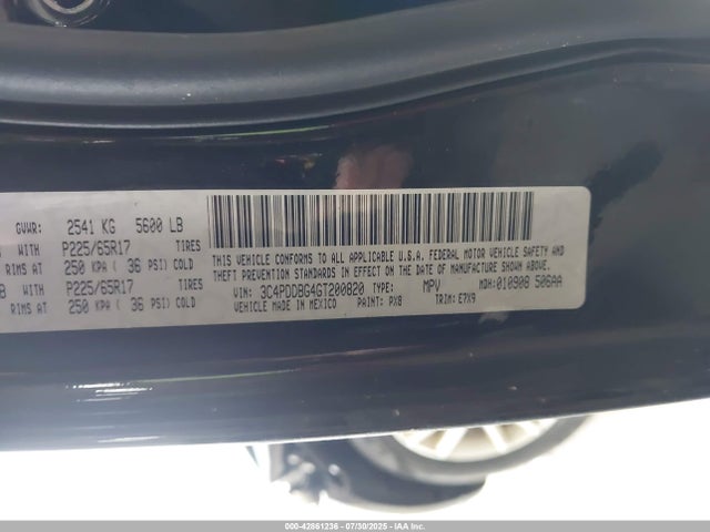 3C4PDDBG4GT200820 Dodge Journey
