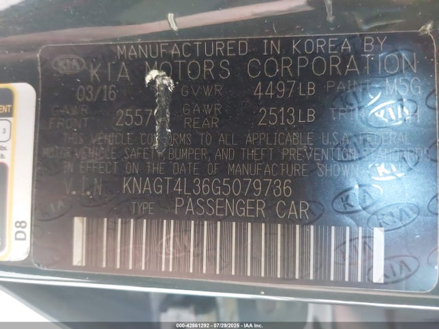 KNAGT4L36G5079736 KIA gdi theta ii