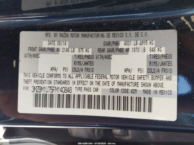 3MZBM1U75FM140848 Mazda pe